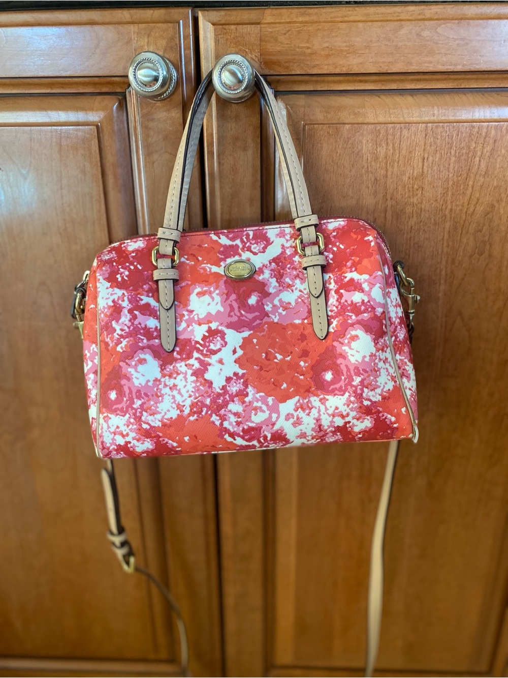 Coach Mini Bennett Satchel Coral and Cream Floral